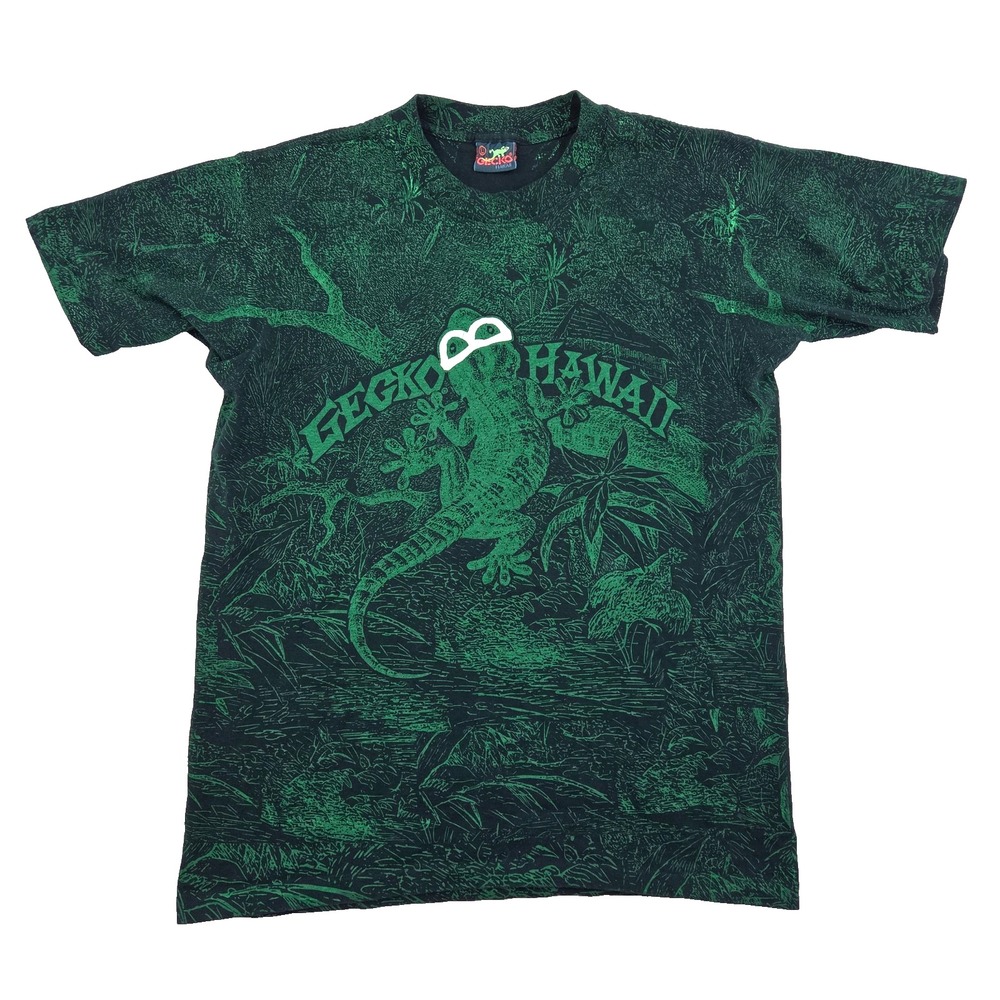 VTG 80s GECKO HAWAII All Over Print AOP Shirt Sz Lg Single Stitch USA Made